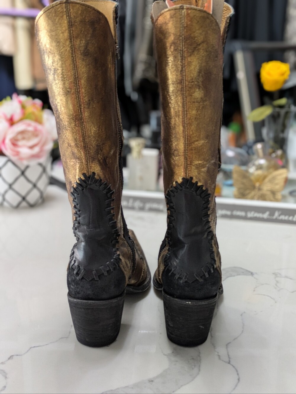 Old Gringo Metallic Leopard Boots 7B - Picture 4 of 6